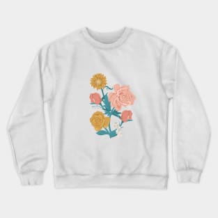 Pink + Gold Florals on Navy Blue Crewneck Sweatshirt